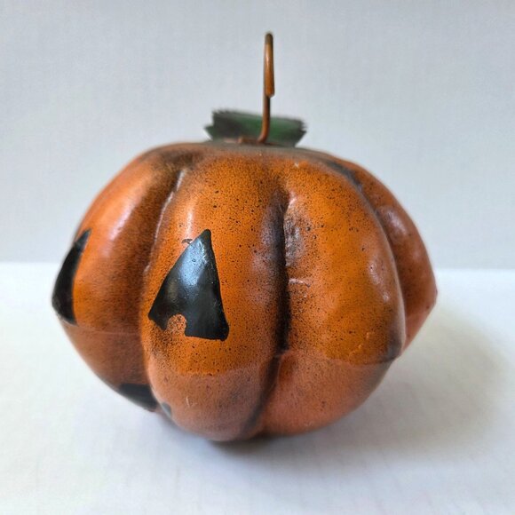 Folk Art Hand Painted Metal Halloween Decor Pumpkin Jack O Lantern Nancy Capuano - Picture 9 of 10